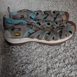 Keen Whisper Brown and Teal Sandals